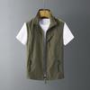 Vest for Men Lapel Sleeveless Vest Coat Multiple Pockets Zipper Placket Waterproof Men Cargo Mountaineering Waistcoat