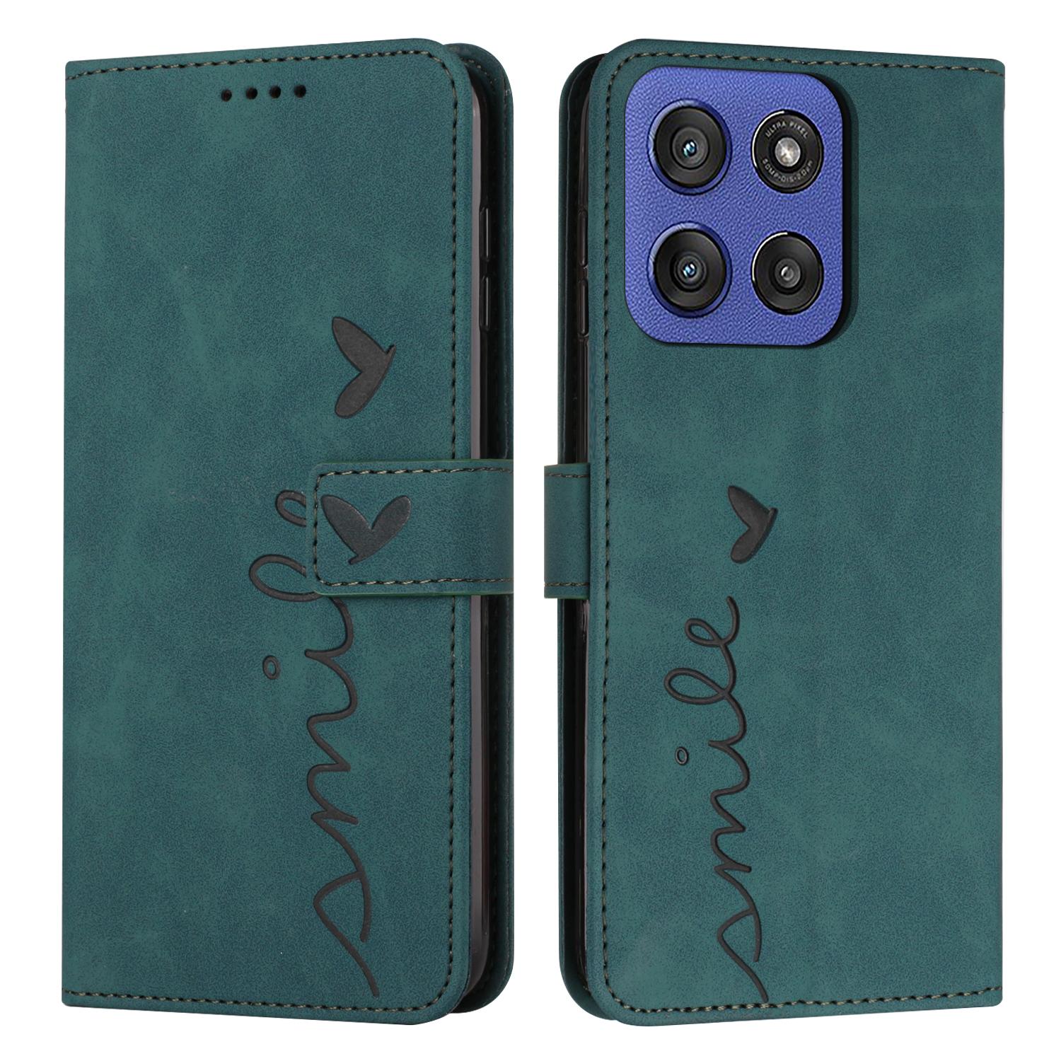 

Stand Case for Motorola Edge 60 5G/60 Fusion 5G/Edge (2025) 5G PU Leather Phone Cover Imprinted Heart Pattern Green