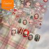 Tomoni Embossed Winter Cute Dog Family Nail Stickers - Children's Creative Christmas Journal Collage.