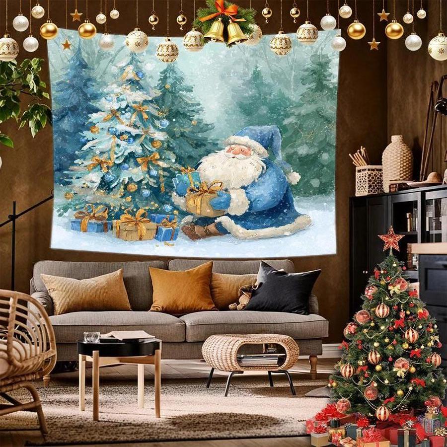 Christmas Gnome Tapestry Background Cloth Hanging Cloth Bedroom Bedside Decorative Wall Cloth Rental Dormitory Tapestry
