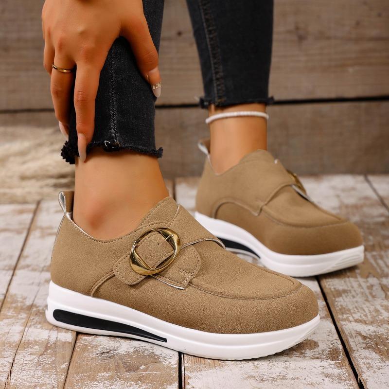 New Casual Round-toed Flat Wedge Heel Women's Shoes with A Shallow Opening and Large Size for Women