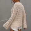 Women's  And Winter  Solid Round Neck Long Sleeve Knit Sweater Pullover Sweater