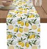 Watercolor Lemon Floral Leaves Linen Table Runner Home Decoration Summer Farmhouse Fruit Theme Kitchen Table Runners Party Decor