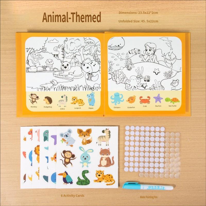 Early Education Magic Water Painting Book Repeated Draw Water Pen Animal Cognitive Educational Toys Kids Early Learning Book