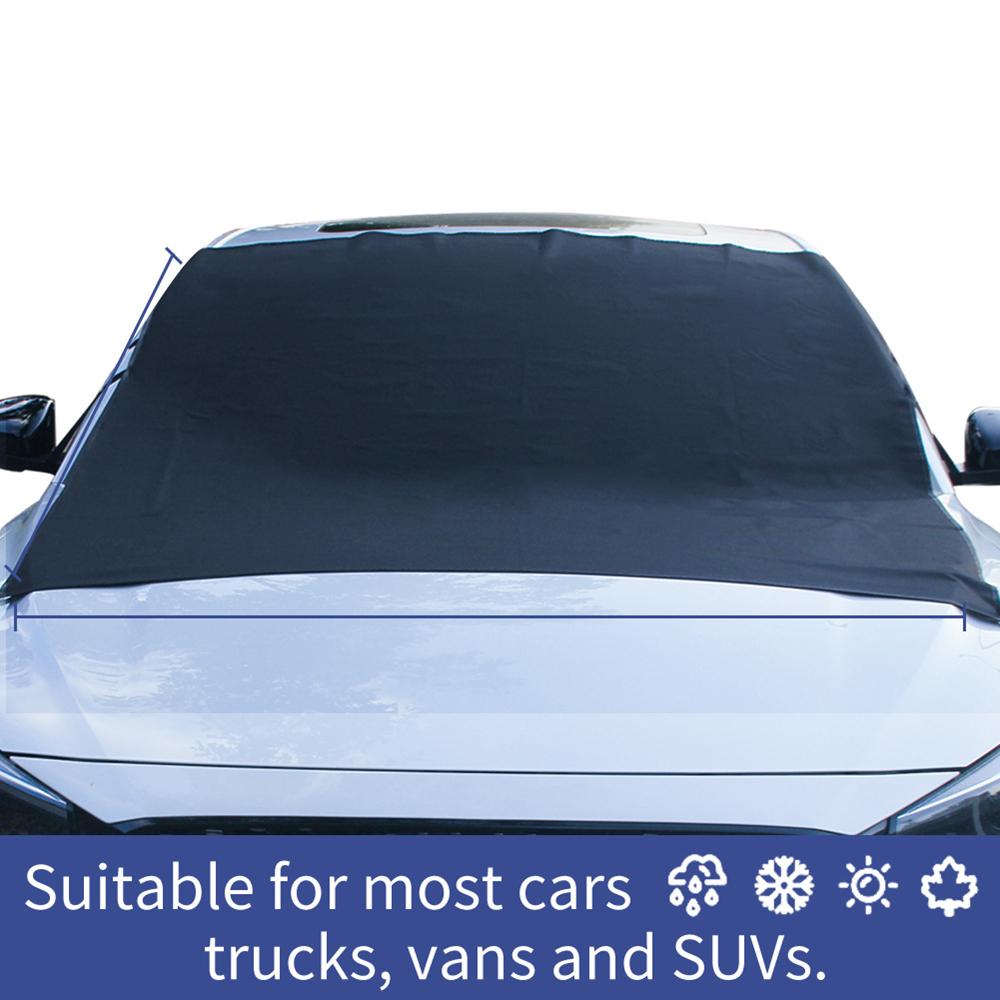 Windshield Cover With Magnetic Edges For Ice Snow Wiper Protector With Earmuffs