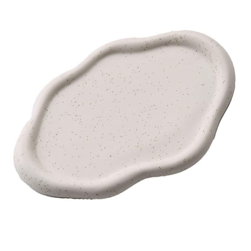 Jewelry Plate Ceramic Glossy Appearance Simple Modern Stylish Storage Tray For Home Gift White Oval