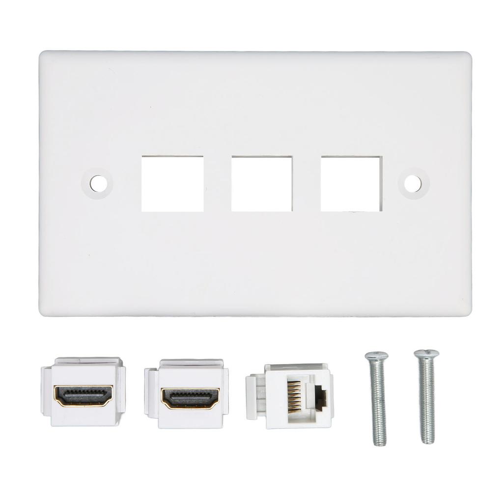 2 Port 4K HD Multimedia Interface Ethernet Wall Plate Soldering Free 1 Port Cat6 Keystone Wall