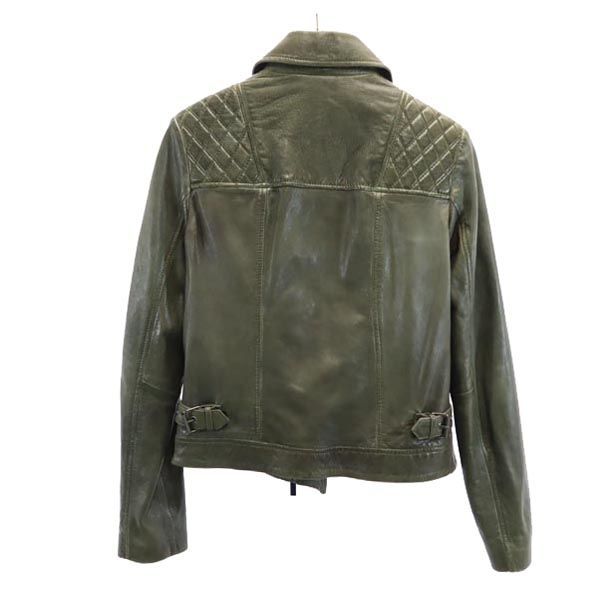ARMANI JEANS Riders leather jacket 42 Khaki Women Used