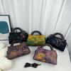 Chinese Style Ink Painting Handbag Women Vintage Crossbody Bag Oriental Aesthetic Tote Shoulder Bag With Detachable Strap