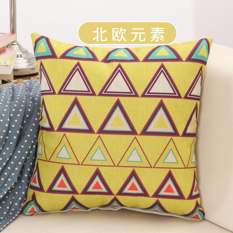 Geometric Floral Cushion Flowers Yellow Geometry Decorative Pillows Linen Pillowcas Home Decoration for Sofa Countryside