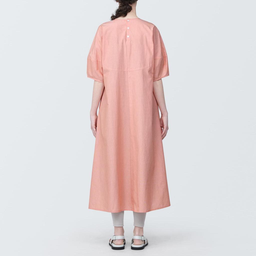 MUJI Cool Broad Pullover Short Sleeve Dress BC2JBA4S Orange Stripe L Women's Women's Women's