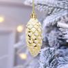 5Pcs/Box Christmas Hanging Pinecone Glitter Reusable Unbreakable Xmas Tree Decoration Plastic Pine Cone Ornament Party Supplies