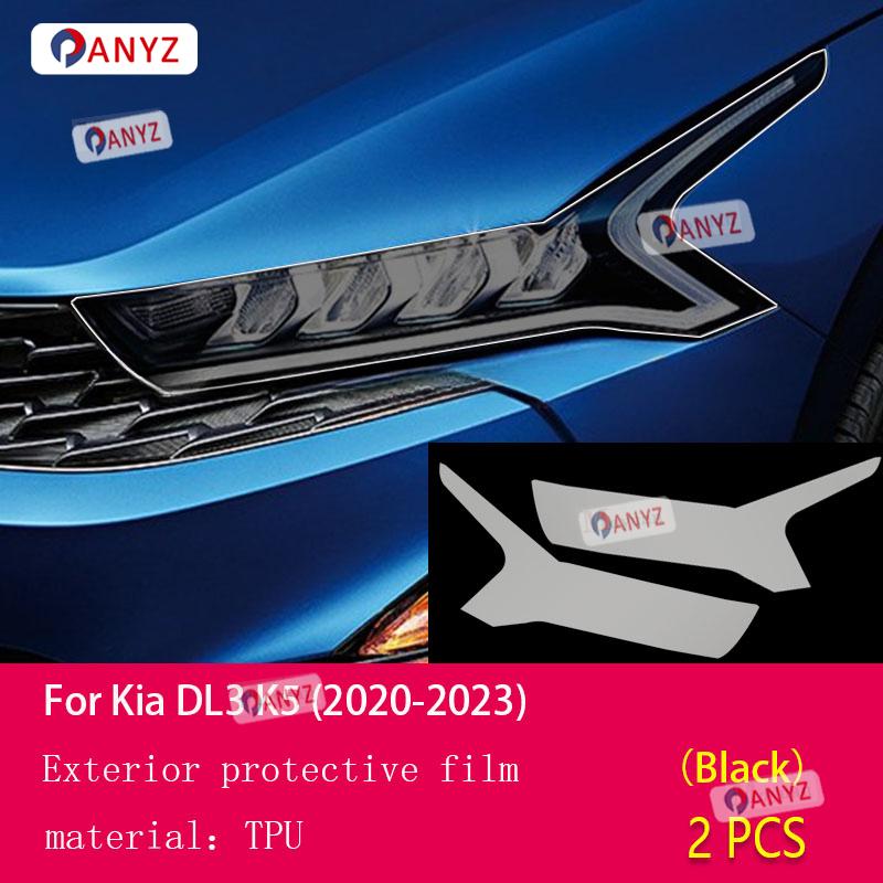 2 Pcs Car Headlight Protective Film Headlamp Restoration Transparent Black TPU Sticker For Kia DL3 K5 - Accessories