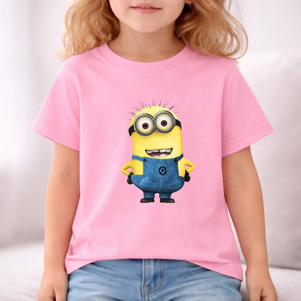 Fun Yellow Man Summer Children's T-shirt with Print for Outdoor 100% Pure Cotton Boys and Girls Comfortable Short-Sleeved Shirt