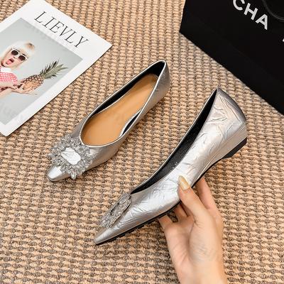 Woman Pointed Toe Ballerina Flats Leather Shoes Women Flats Non-slip Single Dress Shoes 2026 Autumn Fashion Banquet Casual Shoes