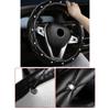 Leather Steering Wheel Cover Featurings Sparkling Rhinestones Studs for Enhanced Driving Comfort and Antislip