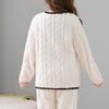 Winter Women Pajamas Set Jacquard Fluffy Lady Sleepwear Elegant Plain White V-neck Lapel Thermal Pijamas Casual Nightwear