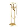 Gold Brass Floor Stand Bathtub Shower Faucet Swivel Spout Bathroom Jade shower faucet Mixers Tap Jade Standing Bathtub Faucet