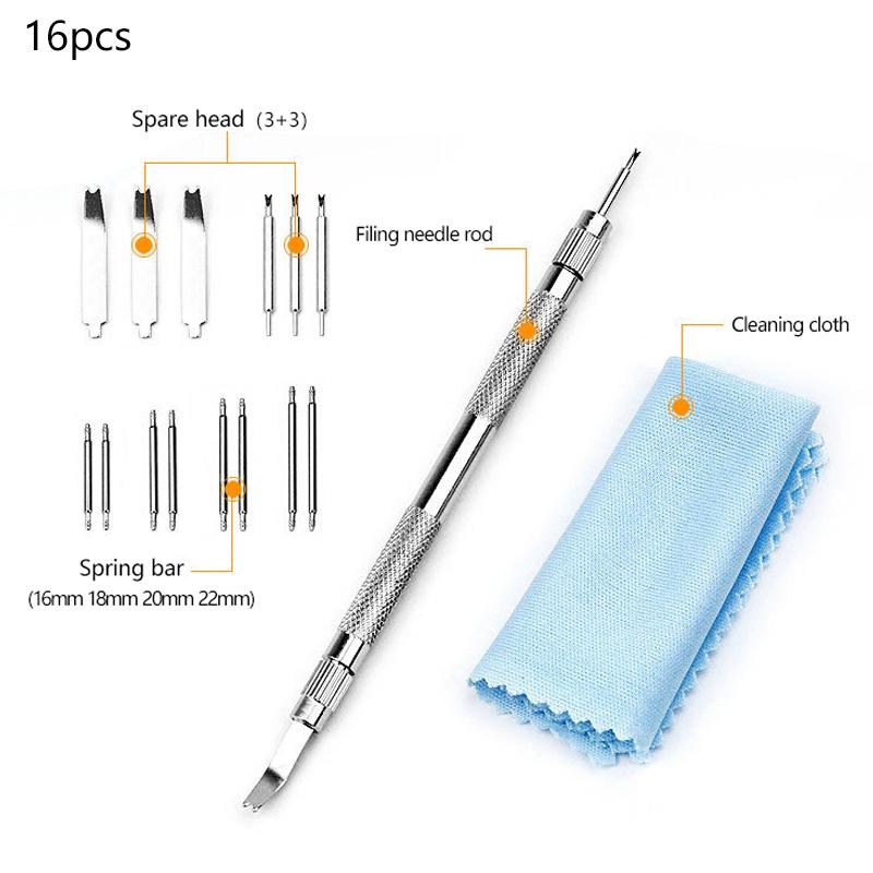 16 Stück Ersatz Uhrenarmband Federsteg Set Reparatur Armbanduhr Armband Federstift Nadelstift Zubehör Entfernungswerkzeug