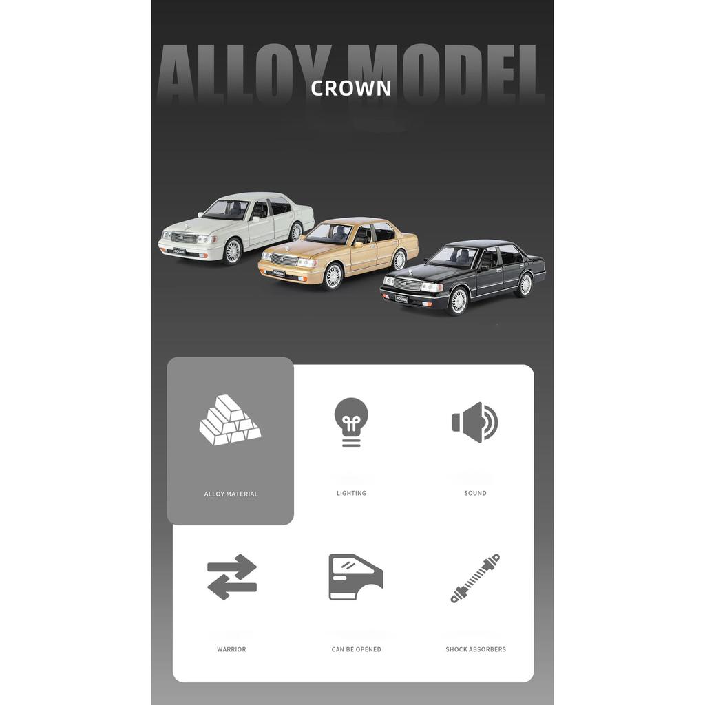 1/32 Toyota Crown Alloy Car Model Sound and Light Pull Back Children's Toy Collectibles Birthday gift