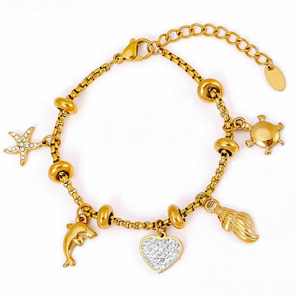 

Многослойные браслеты с разными подвесками для женщин и мужчин, с покрытием из 18-каратного золота, водонепроницаемые, не тускнеющие, из нержавеющей стали, женский/мужской браслет