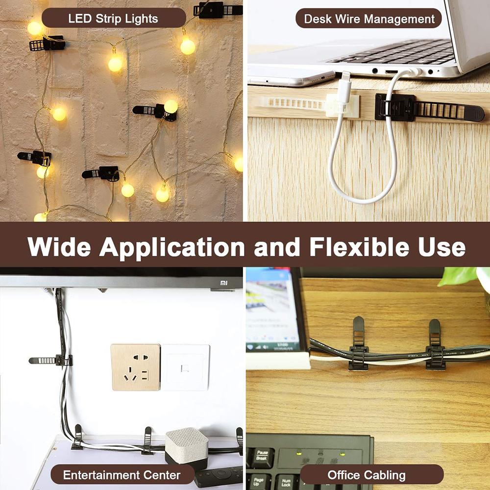 20/10/5PCS Adjustable Cable Organizer Wire Winder Clip Self Adhesive Mouse Keyboard Home Network Cable Clips Cord Management