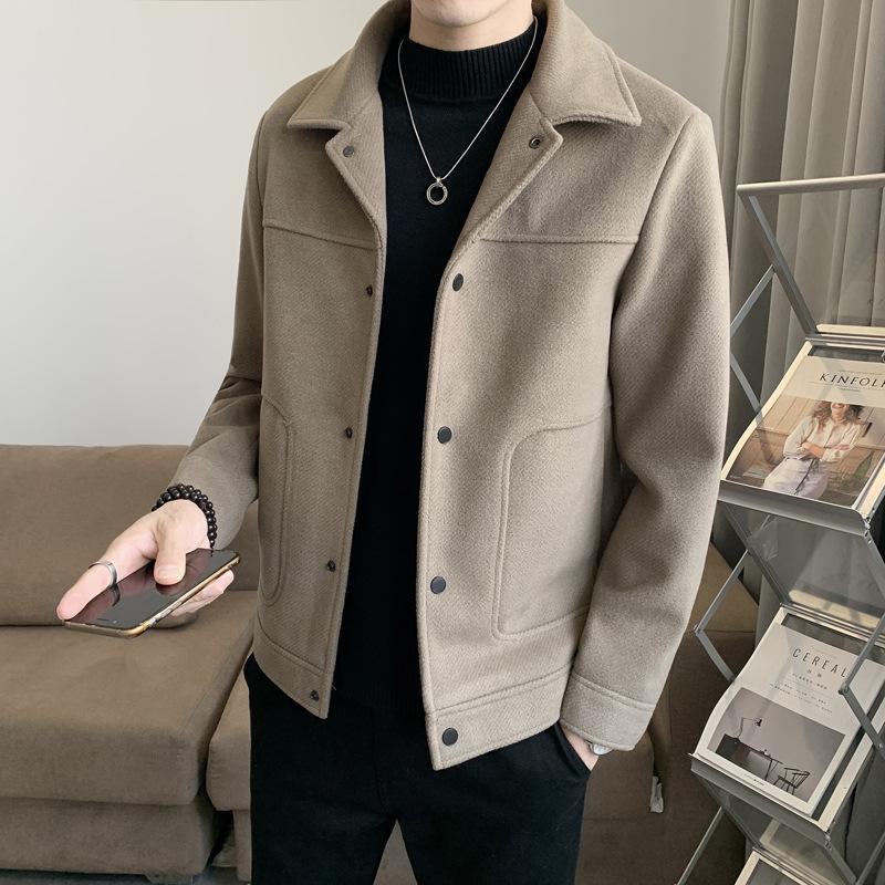 Giacca da Uomo Autunno e Inverno Stile Coreano Trendy Slim Casual di Lana Corta da Uomo Spessa di Lana Versatile per Uomo