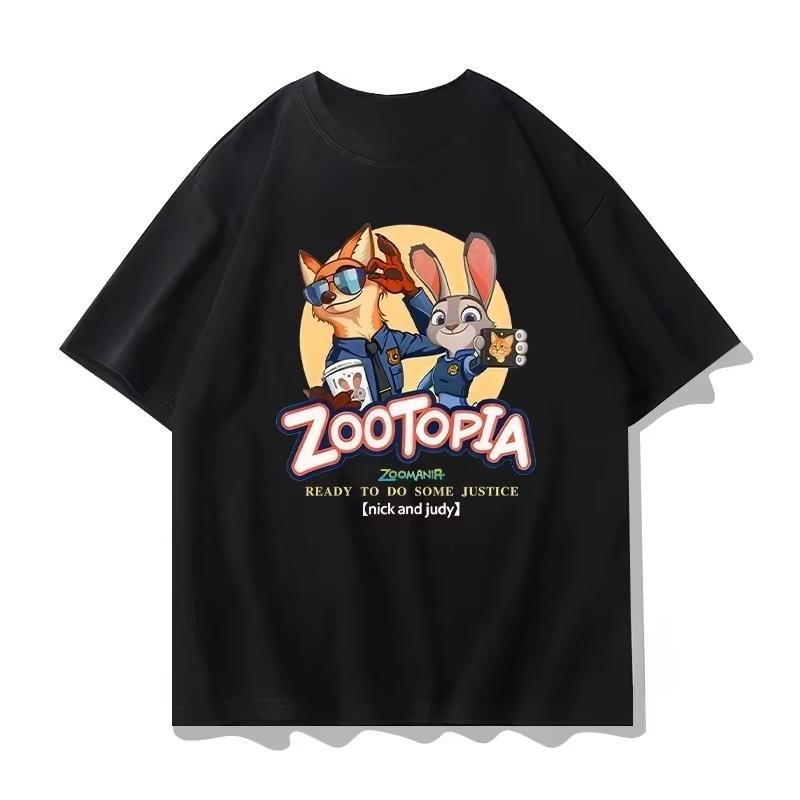 

Zootopia Shortsleeved Women and Unisex Summer Judy Lapin Police Pure Cotton Printed Shortsleeved 4XL