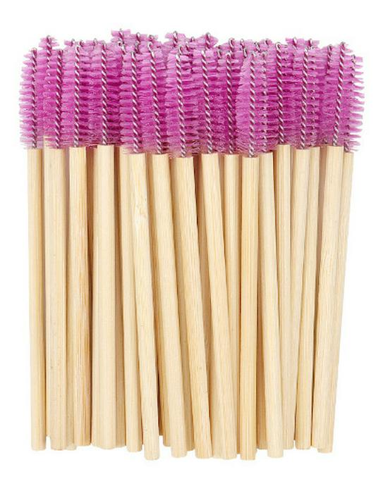 Portable Bamboo Eyelash & Eyebrow Brush Set with Nylon Bristles