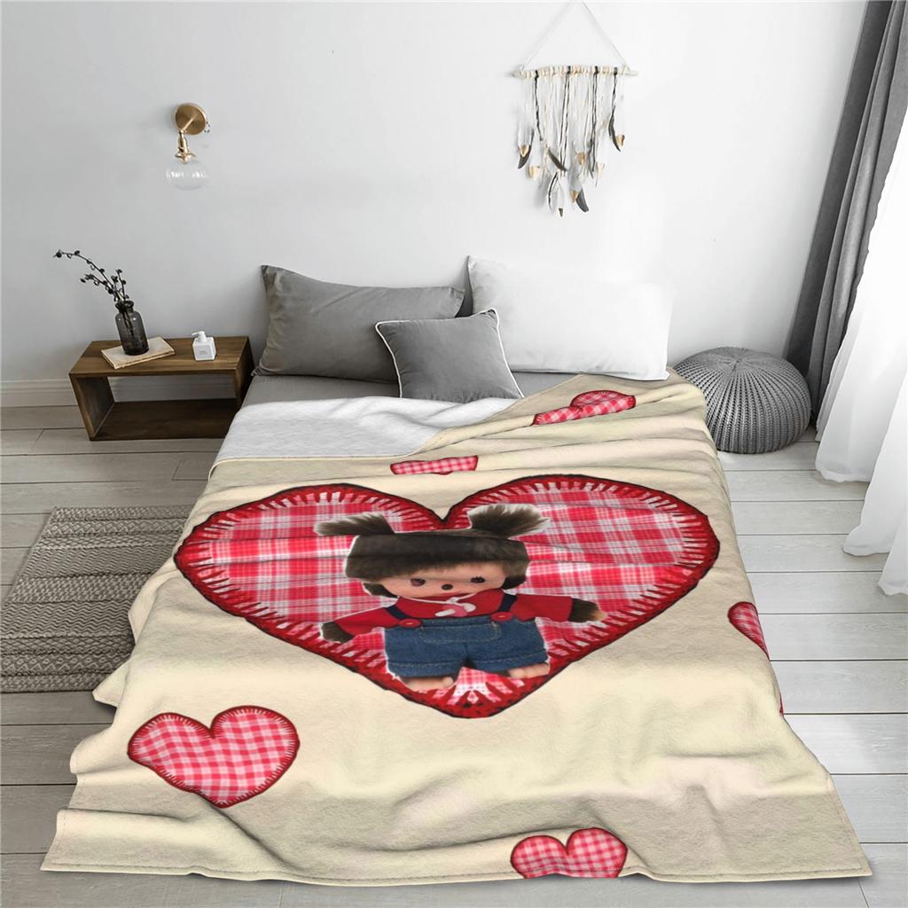 Monchhichi Decke Qualität Weich Bettwäsche Überwürfe Winter Mädchen Jungen Outdoor Lustige Tagesdecke