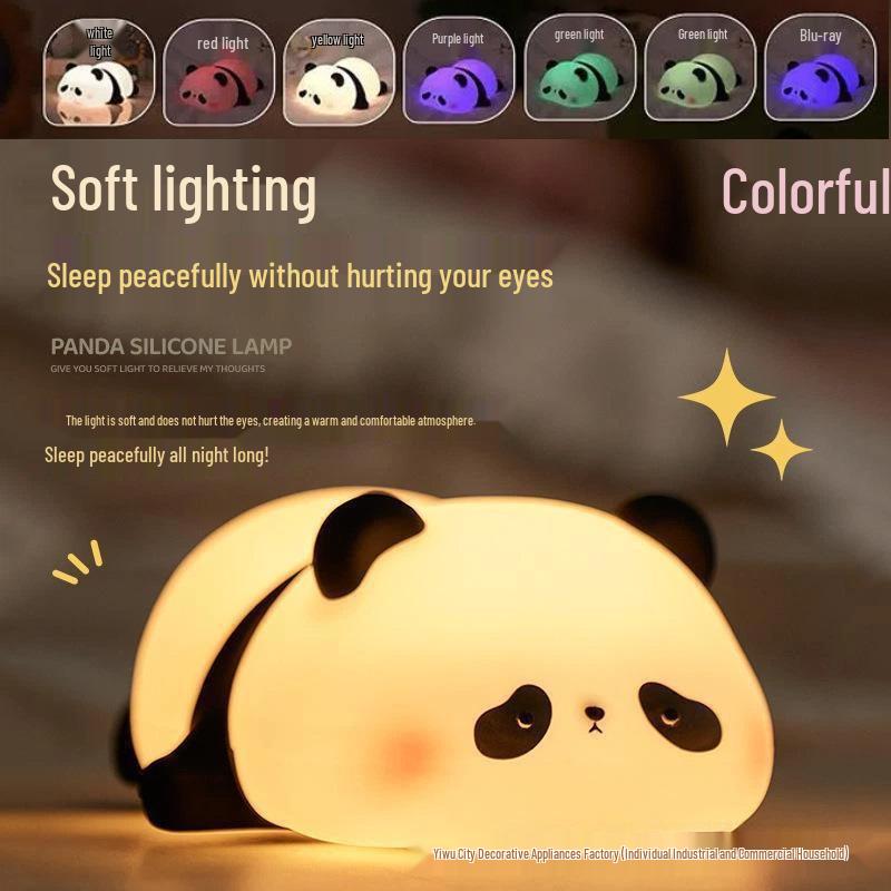 Panda Huahua Silicone Night Light: Soft Glow Sleep Companion & Children's Toy Gift