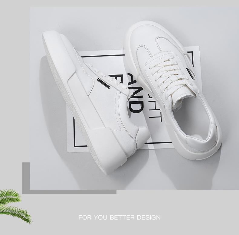 Herbst 2025 Vielseitige Lässige Herren-Leder-Skate-Schuhe, Weiß mit Dicker Sohle (Stil 5332)