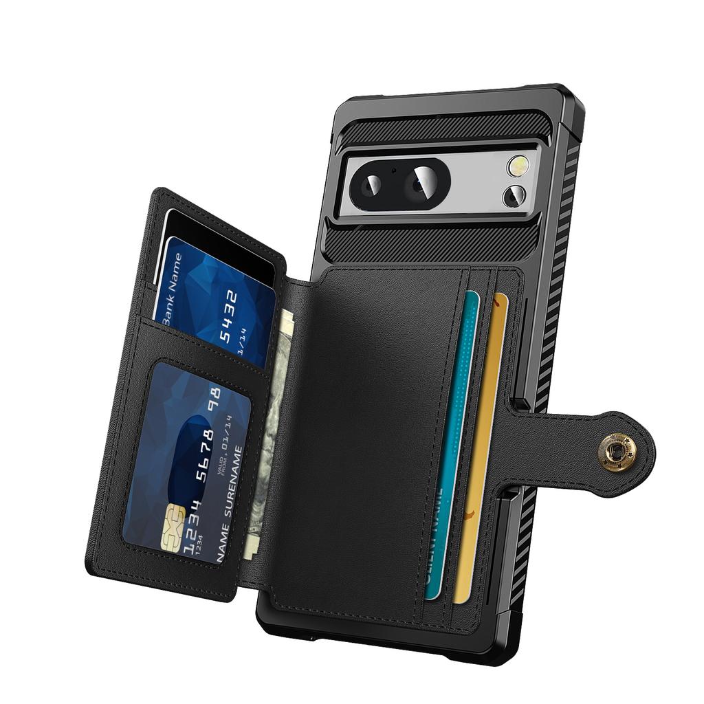 For Google Pixel 8 Pro PU Leather+TPU Anti-drop Cover Card Bag Phone Case Support Magnetic Car Mount