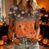 Women's Casual Halloween Printed Short Sleeve T-Shirt for Fashion Party Wear