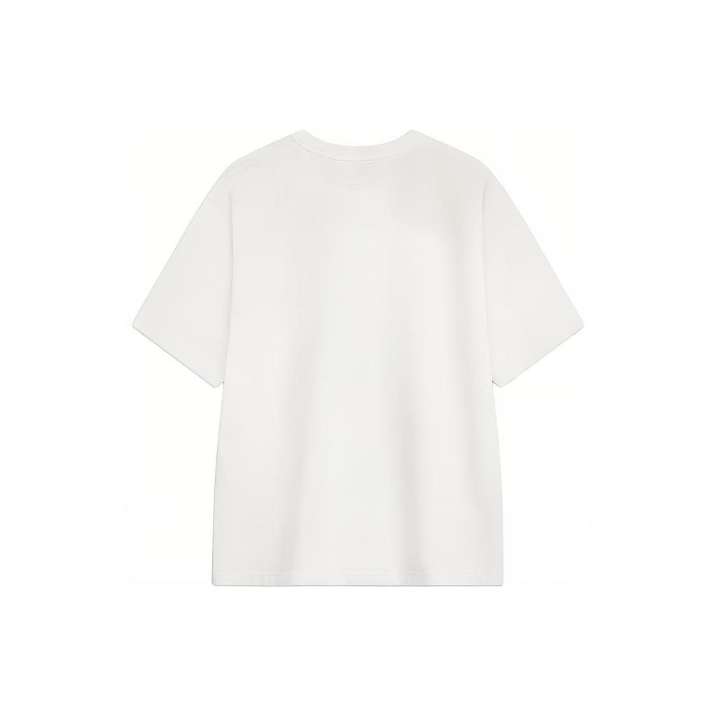 Li-Ning Sports Life Series Letter Pattern Print Sweat-Absorbent Round Neck Sports Short Sleeve T-Shirt Men Tops Off-White AHSU295-1