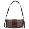 Andrea 21 Metal Logo Signature Jacquard and Fine Calfskin Hand-Crossbody Shoulder Bag Small Women's Brown