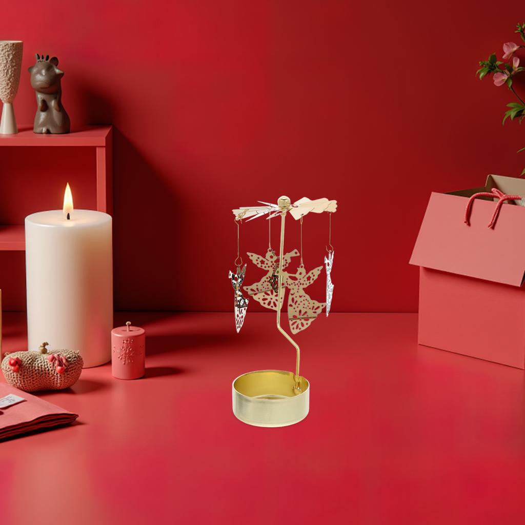 Rotating Holder Iron Tea Light Stand with Spinning Base for Christmas Valentine's Day Party Home Decor Decoration
