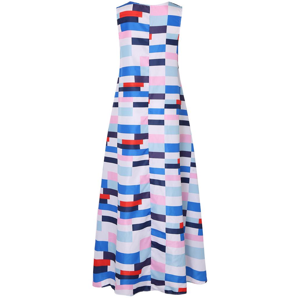 Women Plus Size Print Daily Casual Sleeveless Vintage Bohemian V Neck Maxi Dress