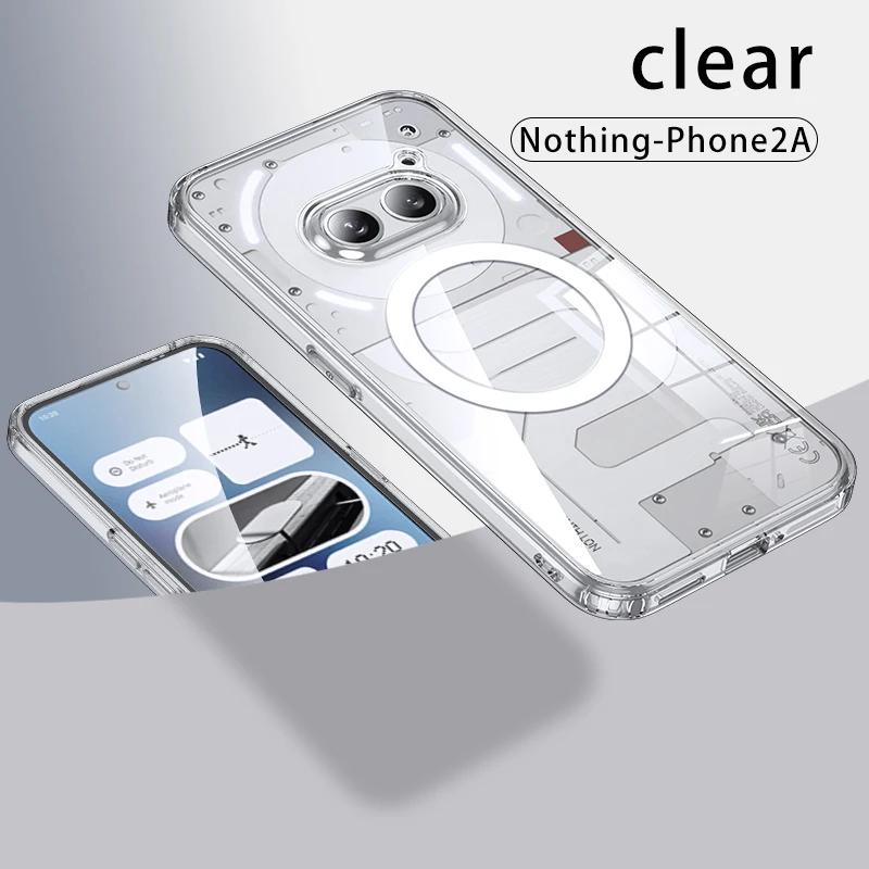 Crystal Translucent Armor Shockproof Case For Nothing Phone 2A TPU Frame Hard Plastic Magnetic Wireless Charging Back Cover
