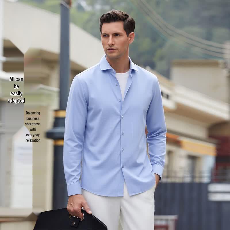 POLOMEISDO Men s Modal Blend Long-Sleeve Casual Shirt L