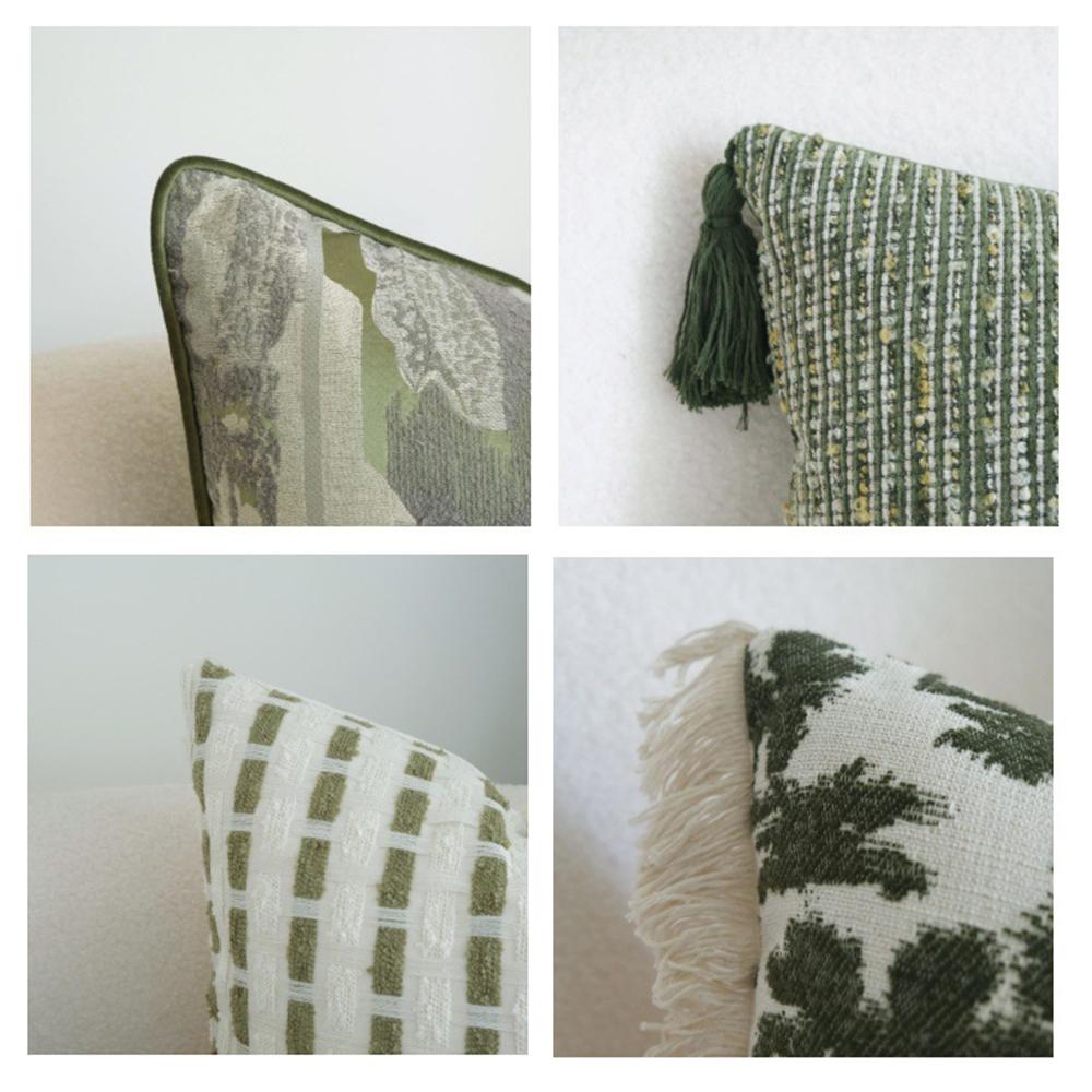 French Retro Green Throw Pillow Cover Wabi-Sabi Style Three-Dimensional Embroidery Sofa Pillowcase Headboard Cushion Covers