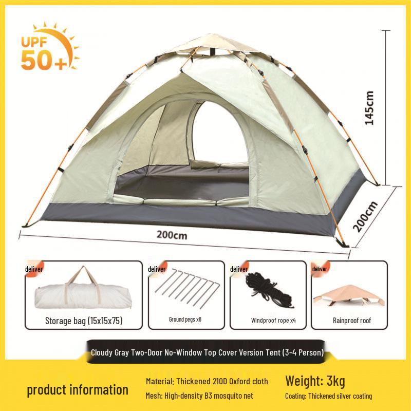 Automatic Portable Double Layer Tent - Quick Setup, Rainproof, Folding for Camping & Beach
