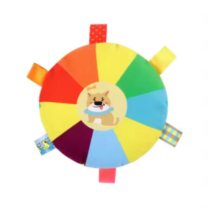 Funny Cartoon Rainbow Dog Plush Toy with Sounding Plush Bell Wear-Resistant Bite-Resistant Puppy Teething Toy