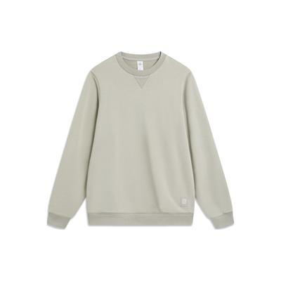 Li Ning China Color Series Solid Color Crew Neck Pullover Long Sleeve Sweatshirt Men Sweatshirt Gypsum-Gray AWDT965-7