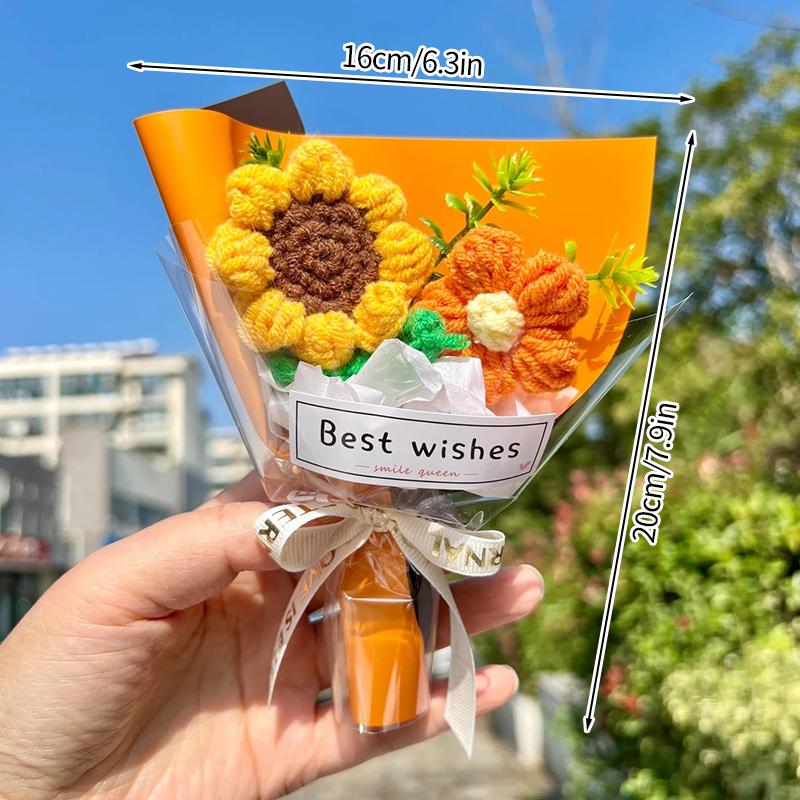 Sunflower Bouquet Gift Handmade Knitted Creative Valentine's Day Gifts For Girl DIY Simulate Bouquet Handmade Knitted Bouquet