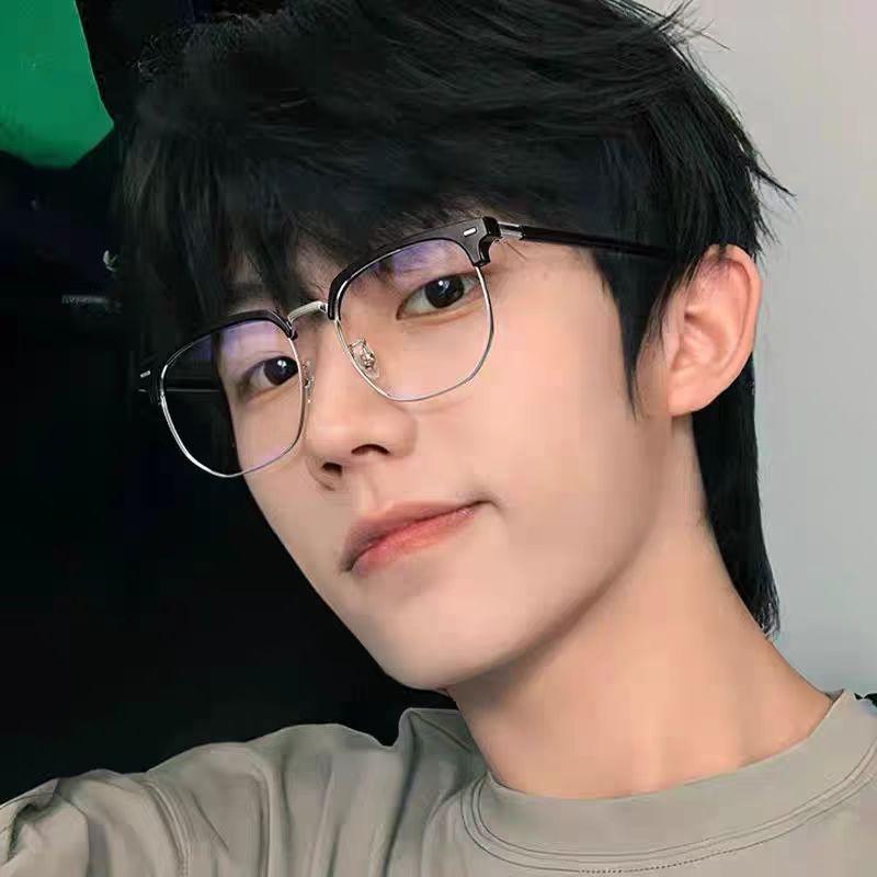 Fashion Unisex Square Plain Glasses for Men Women Metal Frame Glasses Polygon Eyeglasses Gentle Black Anti Blue Light Glasses