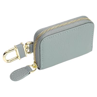 Genuine Leather Car Key Fob Case Universal Car Key Holder Zipper Key Case Bag Blue [uxcell] Men's Women's