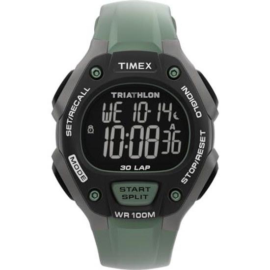 TIMEX Unisex Wristwatch Triathlon Classic TW5M67300 Quartz 10 Atmospheres Water Resistant Plastic Digital Dial Resin