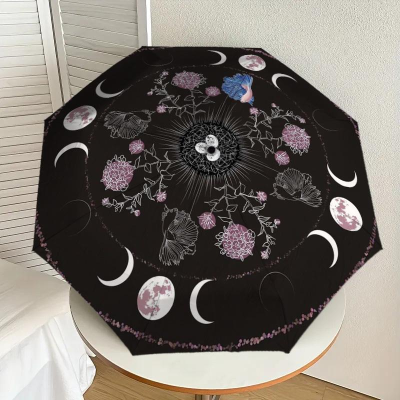 

1pc Moon Phases Mandala Art Umbrella with Plastic Handle,Suitable for All Seasons Home Travel Outdoor UmbrellaDD1814