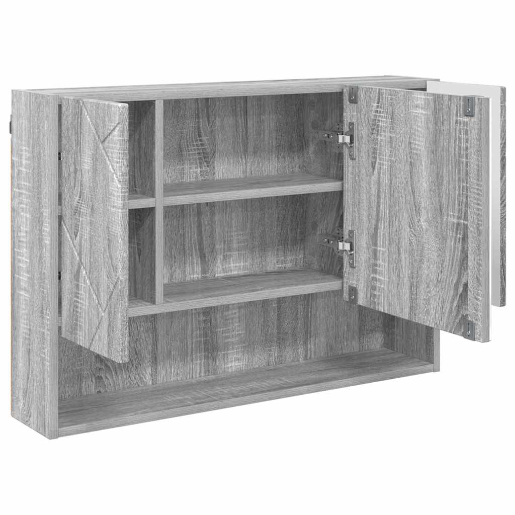 Mirror Cabinet Gray Sonoma 80 x 17 x 55 cm Engineered Wood